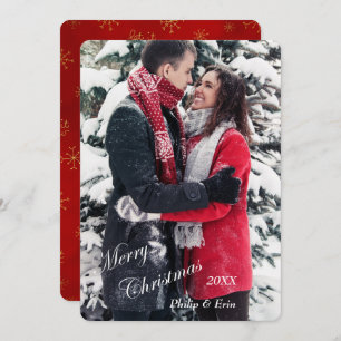 Red Gold Snowflake Photo Template Christmas