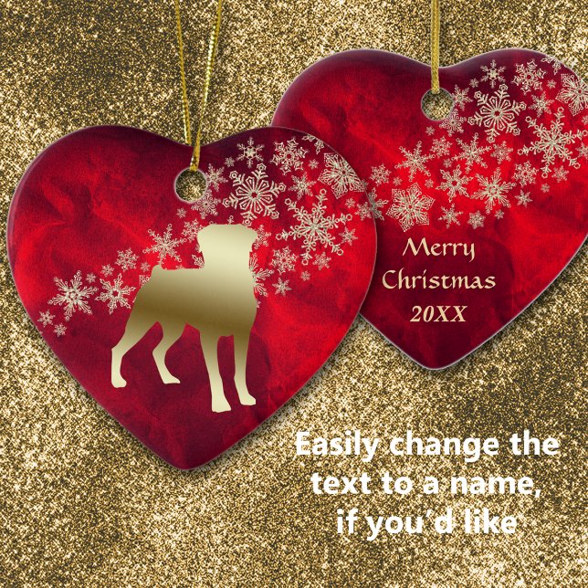 Red Gold Snowflake Rottweiler Ceramic Ornament (Creator Uploaded)