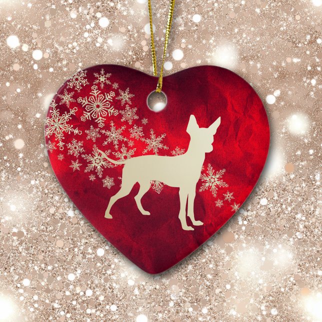 Red Gold Snowflake Toy Terrier Ceramic Ornament (Creator Uploaded)