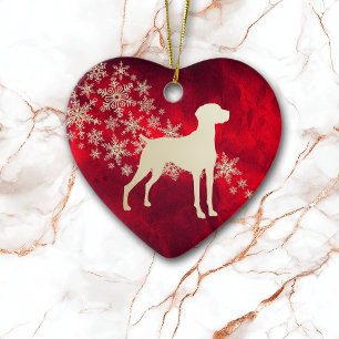 Red Gold Snowflake Vizsla Dog Ceramic Ornament