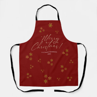 Red & Gold Snowflakes Christmas  Apron