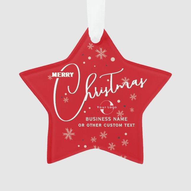 Red Gold Star Business logo Company Christmas  Ornament (Front)