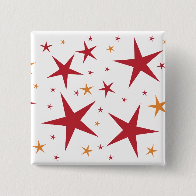 Red Gold Stars Pattern 15 Cm Square Badge (Front)