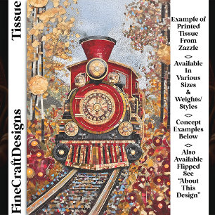 Red Gold Steam Train, Mosaic Tiles DH2L Decoupage Tissue Paper