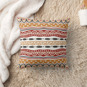 Red Gold Stripe Pattern African Vision Cushion