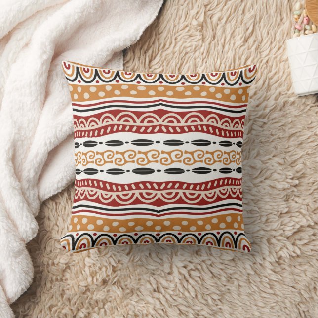 Red Gold Stripe Pattern African Vision Cushion (Blanket)