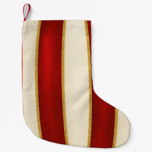Red Gold Stripe Pattern – Modern Christmas Small Christmas Stocking