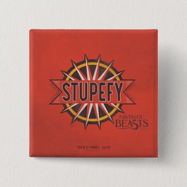 Red & Gold Stupefy Spell Graphic 15 Cm Square Badge (Front)