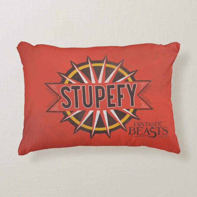 Red & Gold Stupefy Spell Graphic Decorative Cushion (Front)