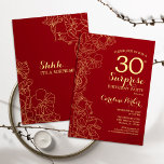 Red Gold Surprise 30th Birthday Party Invitation<br><div class="desc">Red Gold Floral Surprise 30th Birthday Party Invitation. Minimalist modern design featuring botanical accents and typography script font. Simple floral invite card perfect for a stylish female surprise bday celebration. Can be customised to any age.</div>