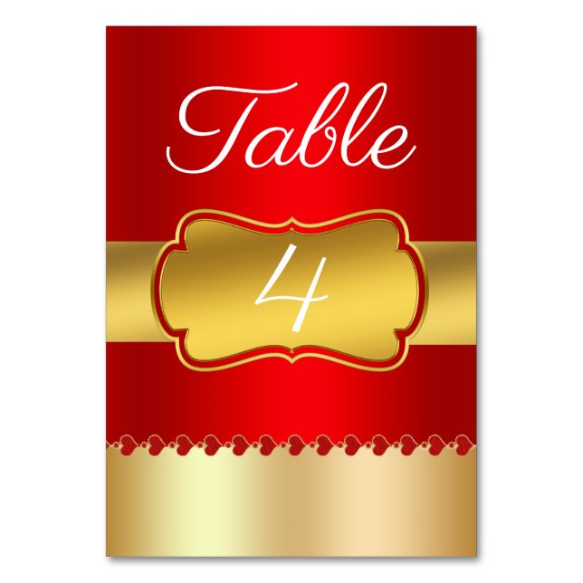 Red gold table number (Front)