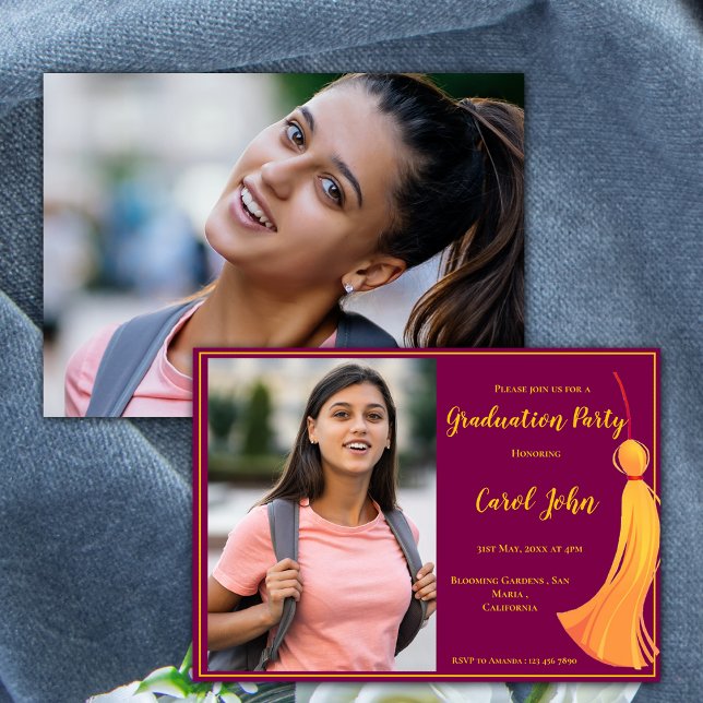 Red Gold Tassel Elegant 2025 Graduation Party Invitation (Red Gold Tassel Elegant 2025 Graduation Party Invitation)