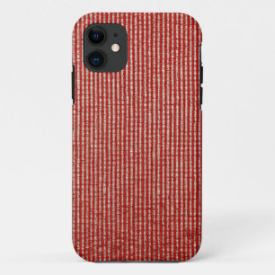 Red & Gold Thin Vertical Stripe Fabric Texture  iPhone 11 Case