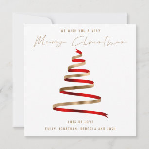Red Gold Tree 2026 Calendar Merry Christmas Card
