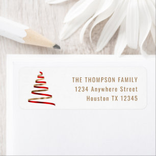 Red Gold Tree Name Return Address Christmas Label