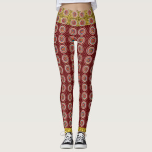 Red Gold Trendy Colourful Abstract Leggings
