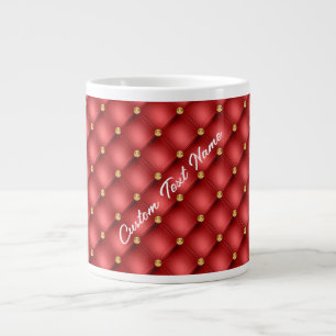 Red Gold Tufted Coffee Mug Personalised Text