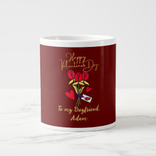 red gold valentine couple personalized customize large coffee mug