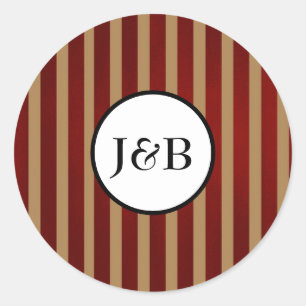 Red & Gold Vertical Stripes Striped Pattern Classic Round Sticker