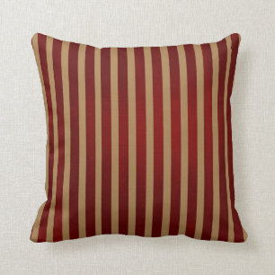 Red & Gold Vertical Stripes Striped Pattern Cushion