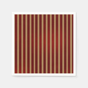 Red & Gold Vertical Stripes Striped Pattern Napkin