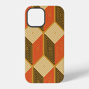 Red Gold Vintage Cube Pattern iPhone 12 Case