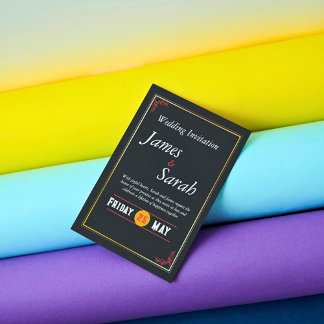 Red & Gold Wedding Custom Details Invitation