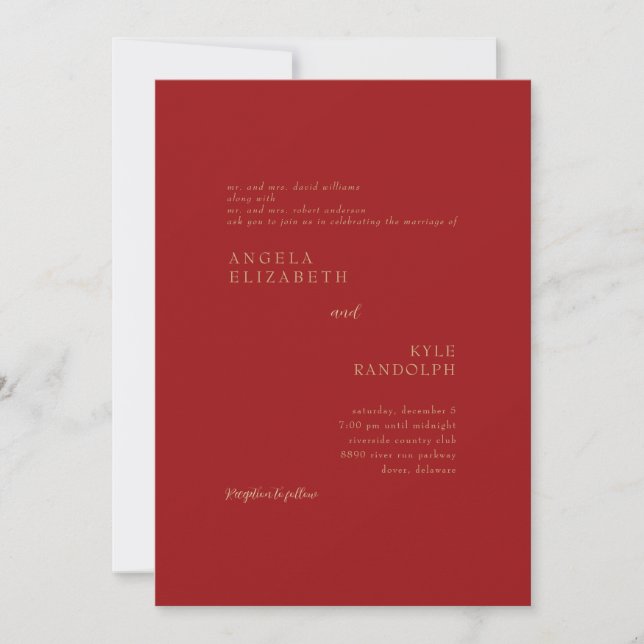  Red & Gold Wedding Invitation (Front)