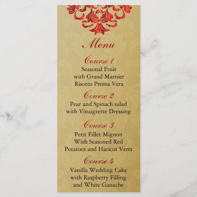 red  gold Wedding menu (Front)