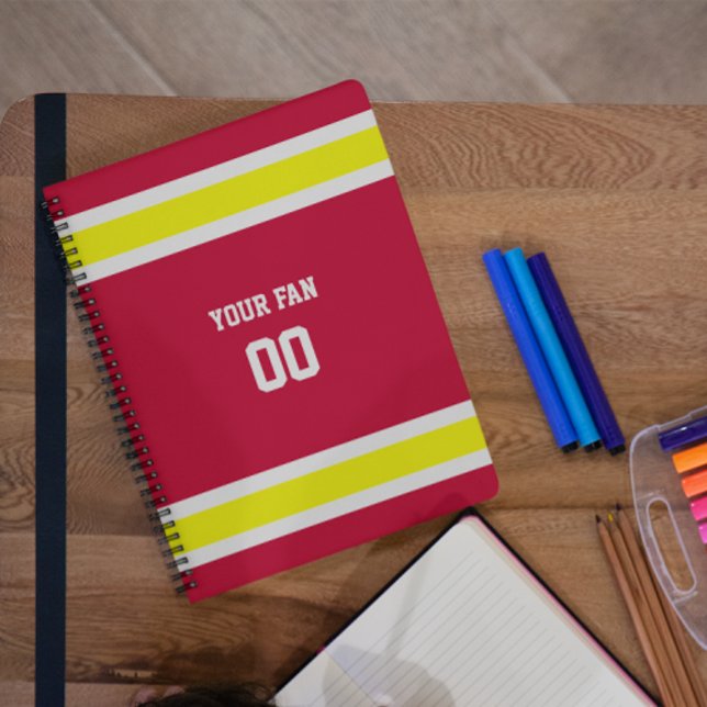 Red, Gold & White Football Team Spiral Notebook (Creator Uploaded)