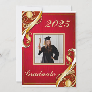 Red Gold White Graduation 2025 Invitation