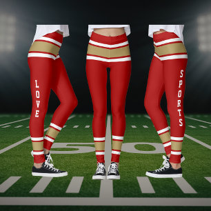 Red Gold White Team Jersey Colours Love Sports Leggings