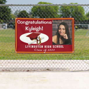 Red, Gold, & White Vinyl Graduation Photo Banner