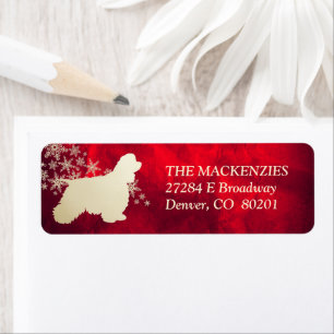 Red Gold Winter American Cocker Spaniel Return Address Label