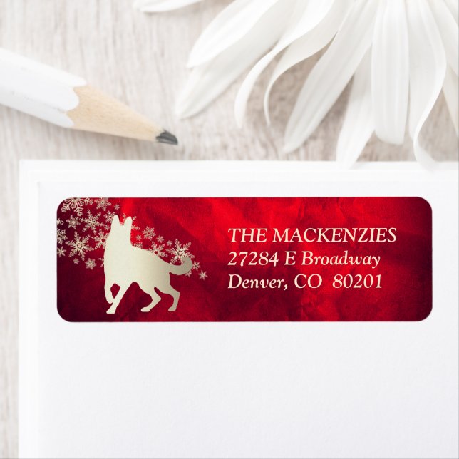 Red Gold Winter GSD Return Address Label2 Label (Insitu)