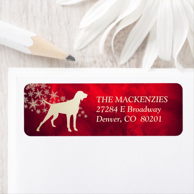 Red Gold Winter Pointer Return Address Label (Insitu)