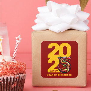 Red Gold Year of the Snake 2025 Square Sticker