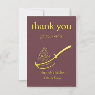 Red Gold Yellow Food Frying Pan  Thank You Card