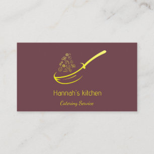 Red Gold Yellow Frying Pan Catering  Business Card