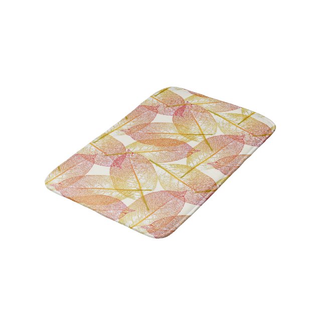 Red Gold Yellow Leaves Autumn Season Art Pattern Bath Mat (Angled)