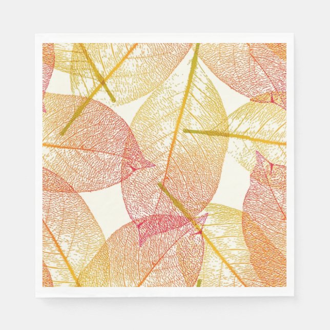 Red Gold Yellow Leaves Autumn Season Pattern Napkin (Front)