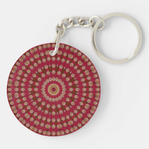 Red Gold Yellow Star Mandala Key Ring