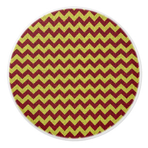 Red & Gold Zig Zag Glitter Ceramic Knob