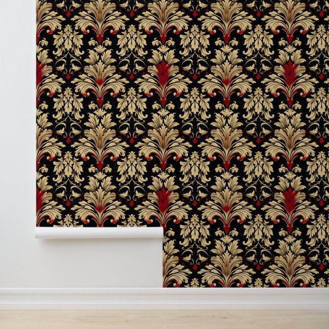 Red Golden Abstract Pattern Wallpaper (Application)