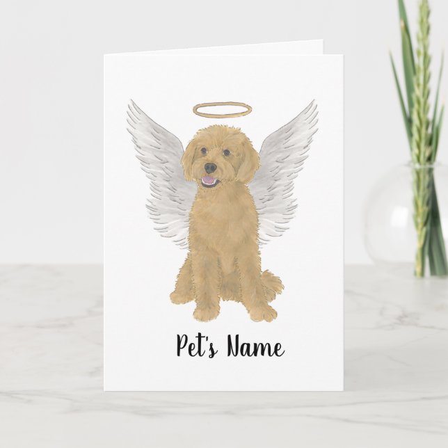 Red Golden Apricot Doodle Sympathy Memorial Card (Front)