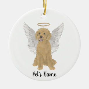 Red Golden Apricot Doodle Sympathy Memorial Pillar Ceramic Ornament