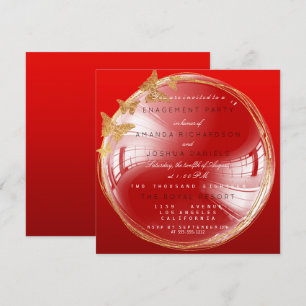 Red Golden Bubble Wedding Engagement Party Invitation