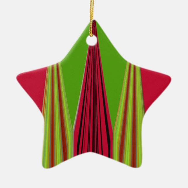 RED GOLDEN GREEN CERAMIC TREE DECORATION (Front)