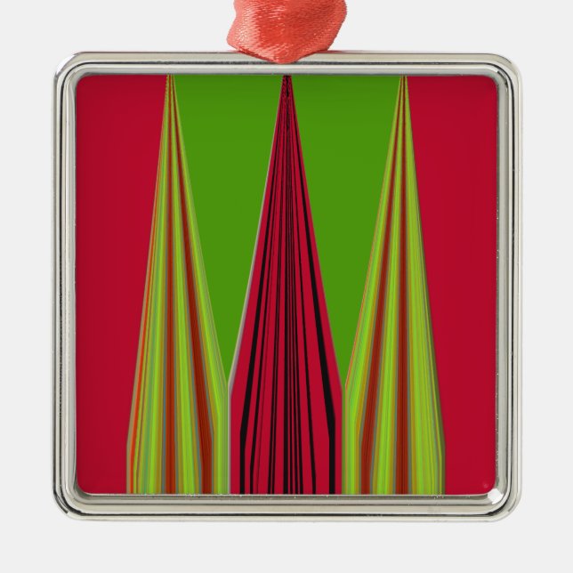 RED GOLDEN GREEN METAL TREE DECORATION (Front)