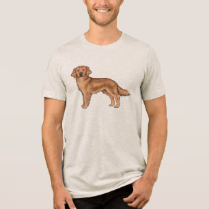 Red Golden Retriever Cute Cartoon Dog Artwork Tri-Blend Shirt